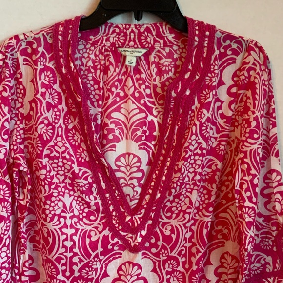 Banana Republic Pink and White Patterned Tunic - Picture 3 of 5